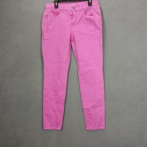 Victoria's Secret Midi Jeans Womens 10 Magenta‎ Denim Cotton Stretch Skinny Leg